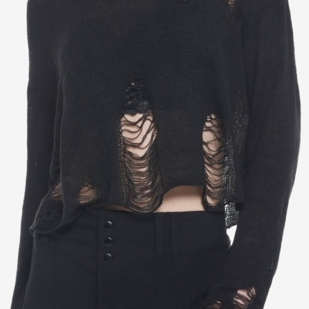 Hot Topic Black Distressed Sweater